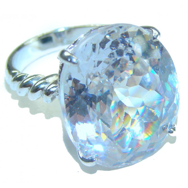 Queen of Ligh 32.5 carat White Topaz .925 Sterling Silver handcrafted ring size 7