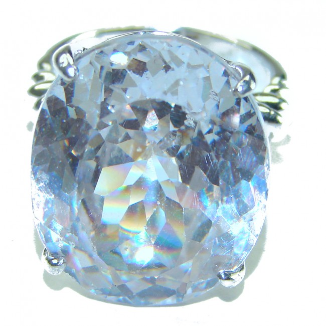 Queen of Ligh 32.5 carat White Topaz .925 Sterling Silver handcrafted ring size 7