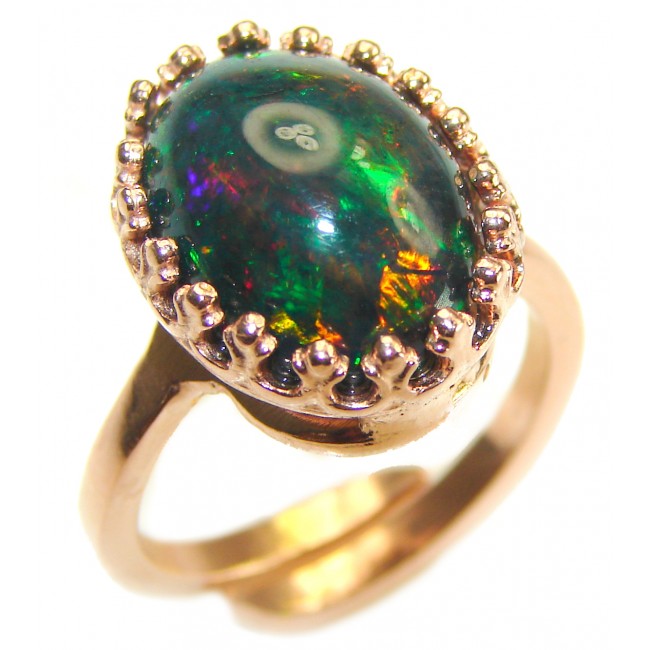 A Milky Way Genuine 15.9 carat Black Opal 18K Gold over .925 Sterling Silver handmade Ring size 8