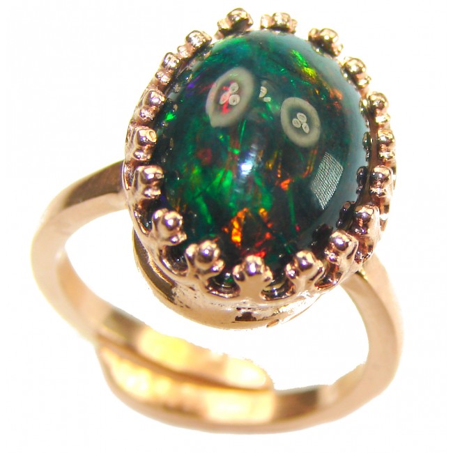 A Milky Way Genuine 15.9 carat Black Opal 18K Gold over .925 Sterling Silver handmade Ring size 8