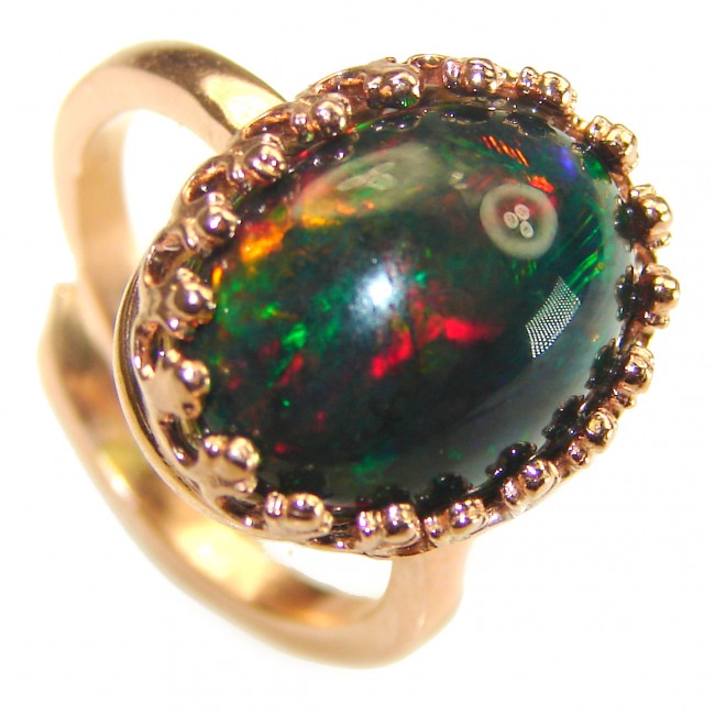 A Milky Way Genuine 15.9 carat Black Opal 18K Gold over .925 Sterling Silver handmade Ring size 8