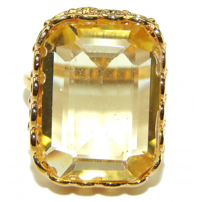 Large Hawaiian Sunset 32.5 carat Yellow Topaz 14K Gold over .925 Sterling Silver Ring size 9 1/2