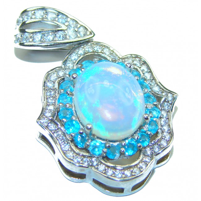 Spectacular Fire Opal Apatite .925 Sterling Silver handmade Pendant