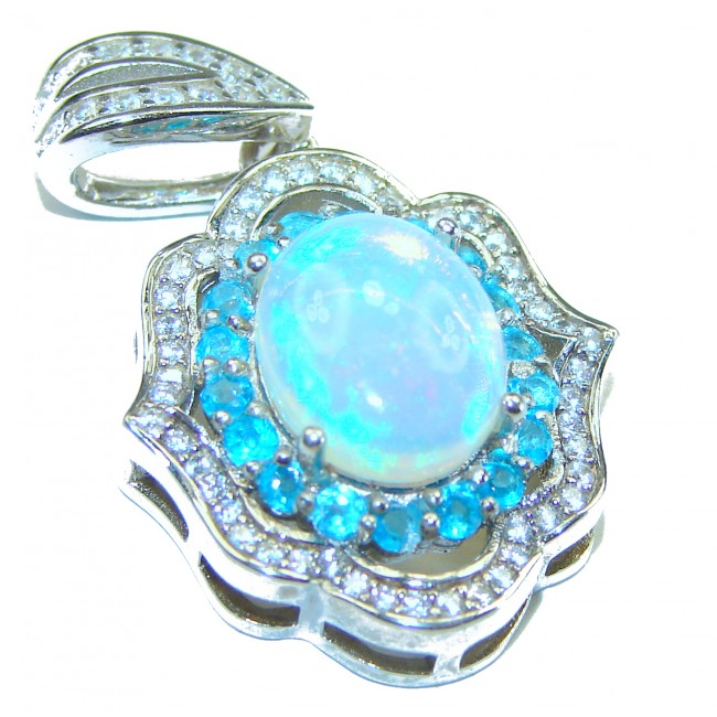 Spectacular Fire Opal Apatite .925 Sterling Silver handmade Pendant