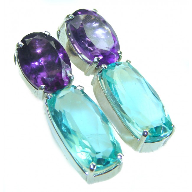 Blue Blast authentic Aquamarine .925 Sterling Silver Handcrafted earrings