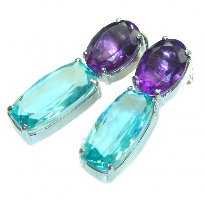 Blue Blast authentic Aquamarine .925 Sterling Silver Handcrafted earrings