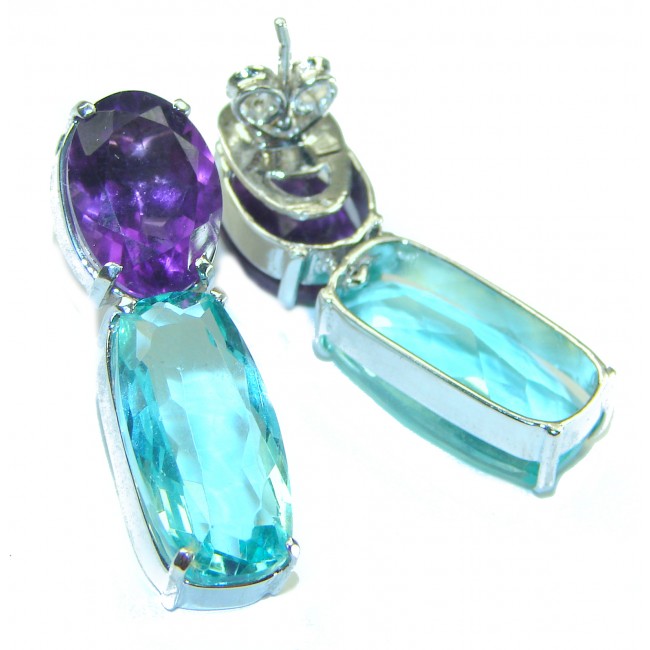 Blue Blast authentic Aquamarine .925 Sterling Silver Handcrafted earrings