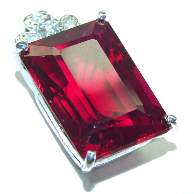 Incredible Authentic Red Topaz .925 Sterling Silver handmade pendant