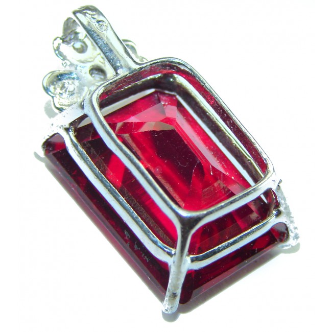 Incredible Authentic Red Topaz .925 Sterling Silver handmade pendant