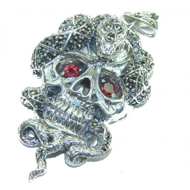 Huge Ghost Rider Ruby Authentic Ruby .925 Sterling Silver handcrafted Pendant