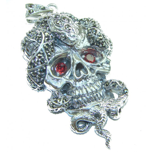 Huge Ghost Rider Ruby Authentic Ruby .925 Sterling Silver handcrafted Pendant