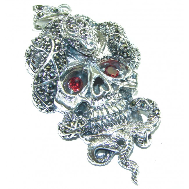 Huge Ghost Rider Ruby Authentic Ruby .925 Sterling Silver handcrafted Pendant