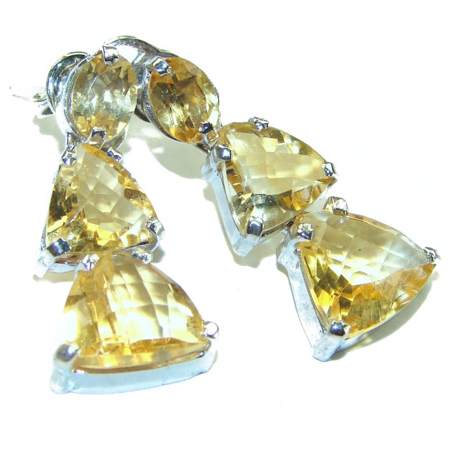 Luxurious Style Natural Citrine .925 Sterling Silver handmade Statement earrings