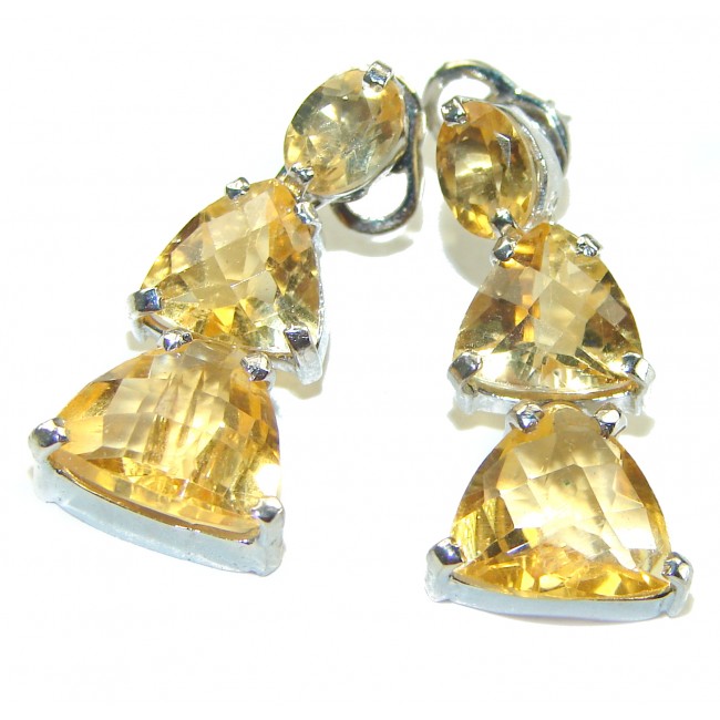 Luxurious Style Natural Citrine .925 Sterling Silver handmade Statement earrings