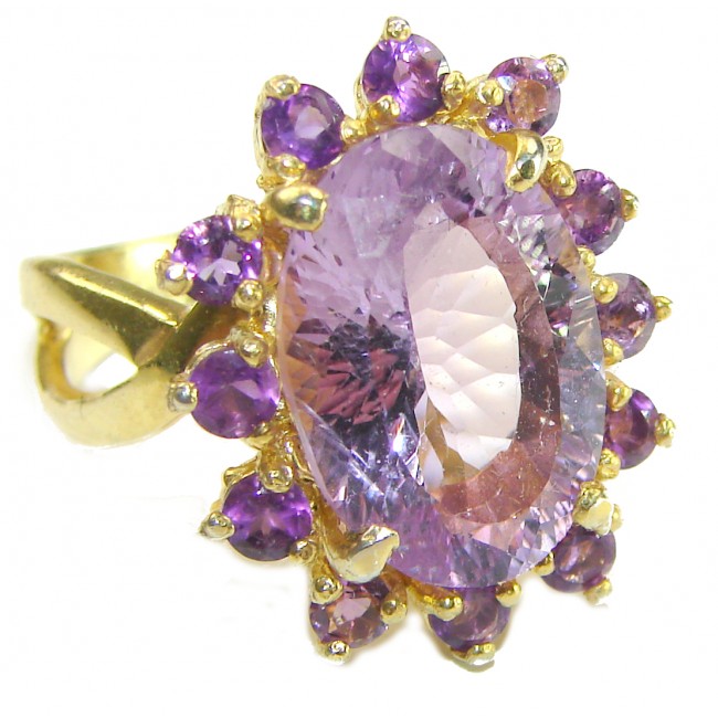 Purple Amethyst 14K Gold over .925 Sterling Silver Handcrafted Ring size 8