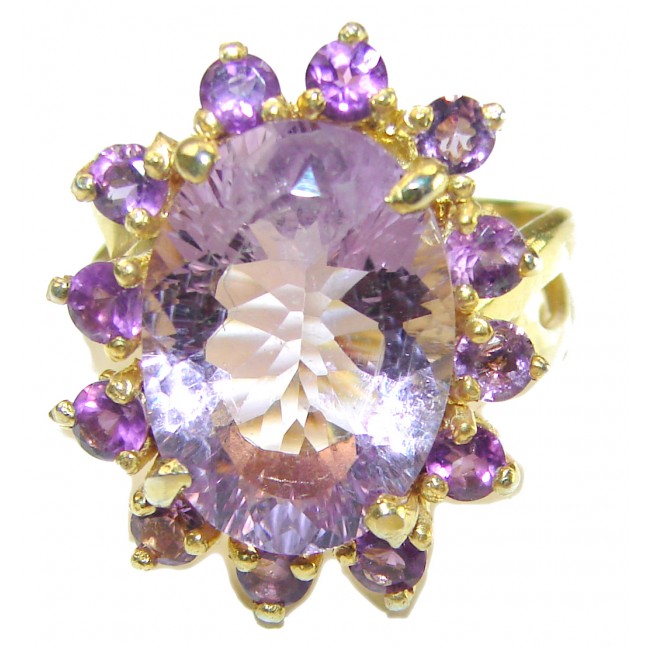 Purple Amethyst 14K Gold over .925 Sterling Silver Handcrafted Ring size 8