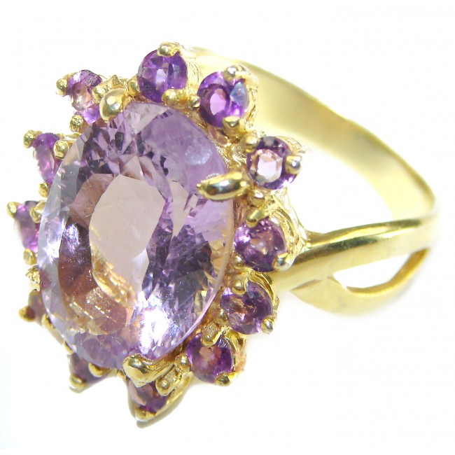 Purple Amethyst 14K Gold over .925 Sterling Silver Handcrafted Ring size 8