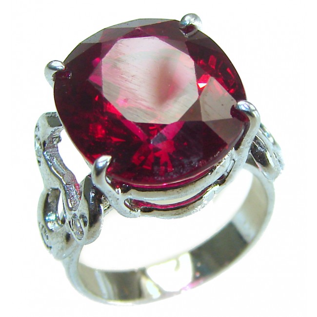 22.5 carat Carmen Deep Red Topaz .925 Sterling Silver handmade Ring s. 6 3/4