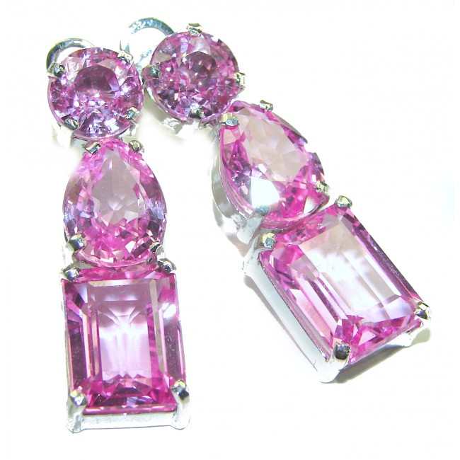 Radiant Hot Pink Topaz .925 Sterling Silver handcrafted earrings