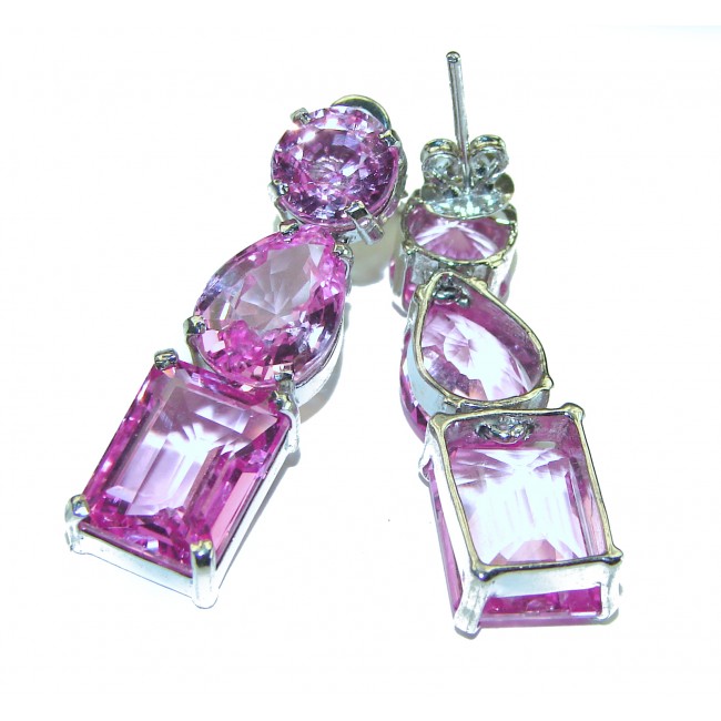 Radiant Hot Pink Topaz .925 Sterling Silver handcrafted earrings