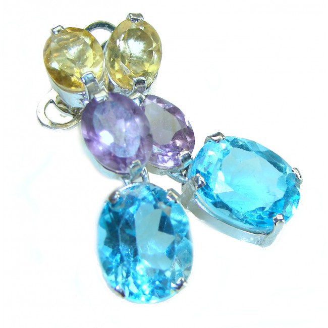 Colors of the Nature authentic Swiss Blue Topaz .925 Sterling Silver handcrafted earrings