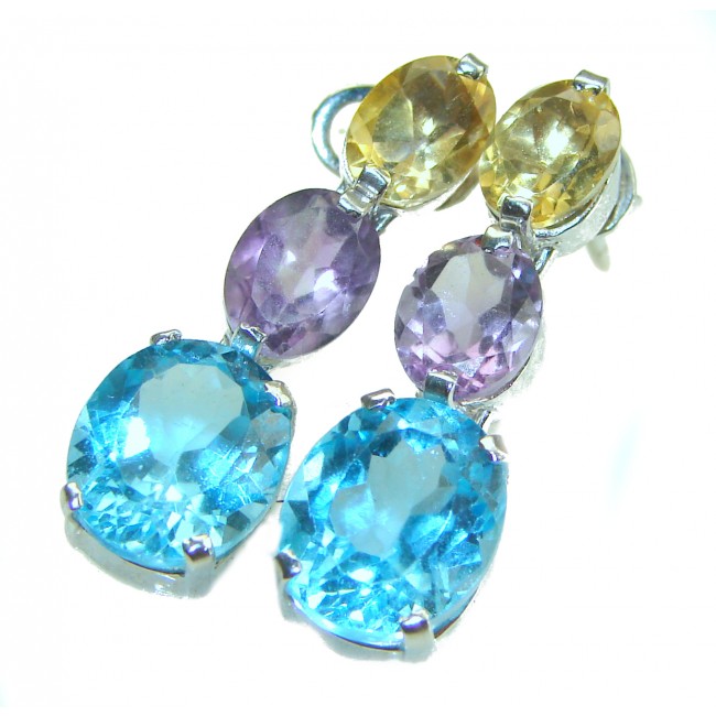 Colors of the Nature authentic Swiss Blue Topaz .925 Sterling Silver handcrafted earrings