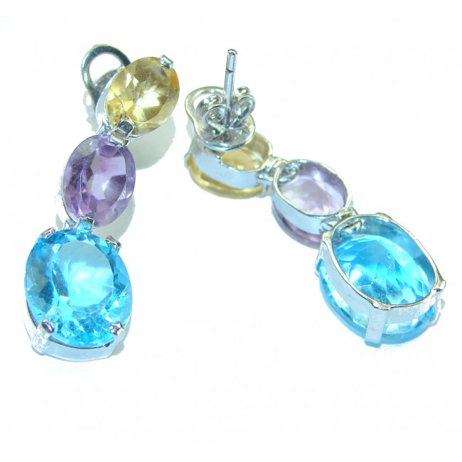 Colors of the Nature authentic Swiss Blue Topaz .925 Sterling Silver handcrafted earrings