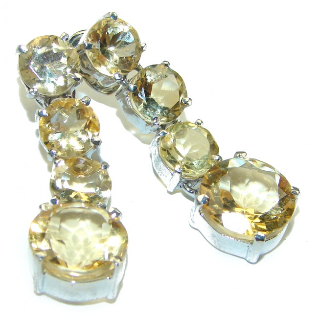 Luxurious Style Natural Citrine .925 Sterling Silver handmade Statement earrings