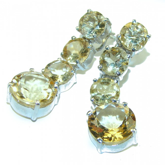 Luxurious Style Natural Citrine .925 Sterling Silver handmade Statement earrings