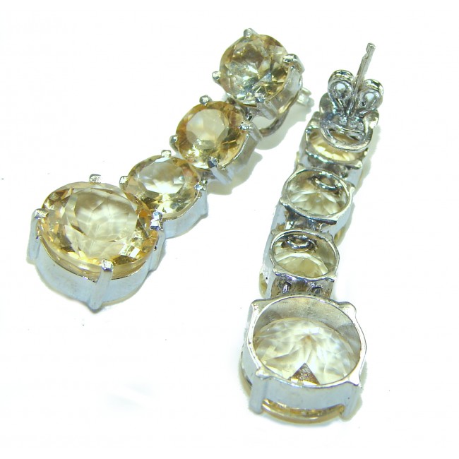 Luxurious Style Natural Citrine .925 Sterling Silver handmade Statement earrings