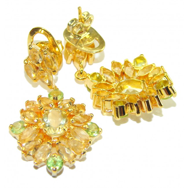 Luxurious Style Natural Citrine 14K Gold over .925 Sterling Silver handmade Statement earrings