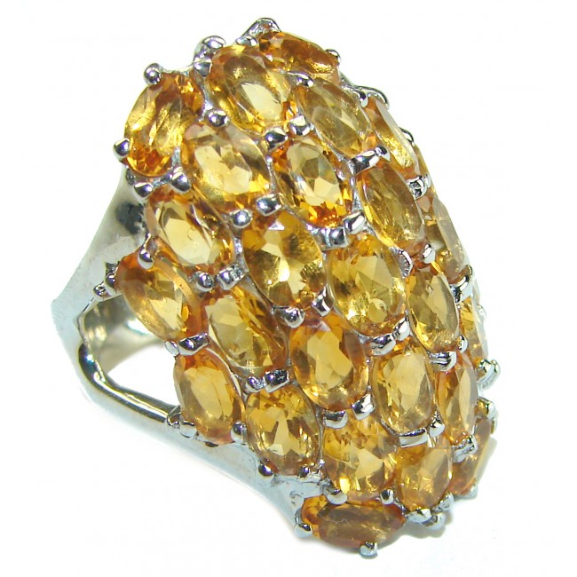 Dramatic design Citrine .925 Sterling Silver Handcrafted Ring size 9