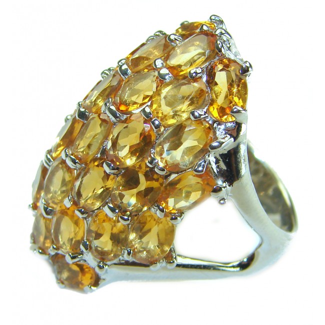 Dramatic design Citrine .925 Sterling Silver Handcrafted Ring size 9