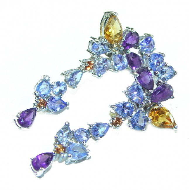 Luxurious Natural Tanzanite .925 Sterling Silver handmade earrings