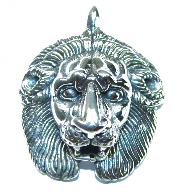 Sterling Leo's head .925 Silver Bali handmade Pendant