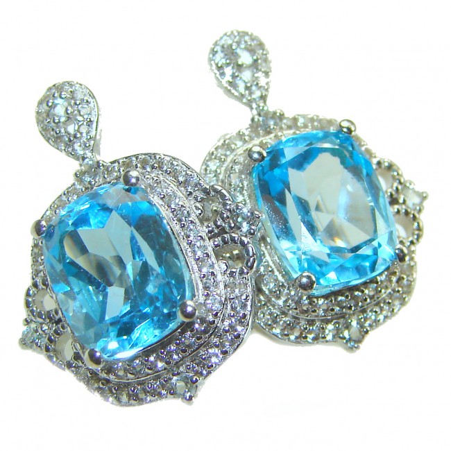 Ocean Drops authentic Swiss Blue Topaz .925 Sterling Silver handcrafted earrings