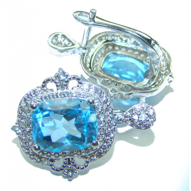 Ocean Drops authentic Swiss Blue Topaz .925 Sterling Silver handcrafted earrings