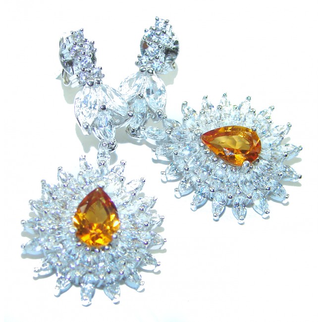 Luxury Yellow Sapphire .925 Sterling Silver handcrafted earrings