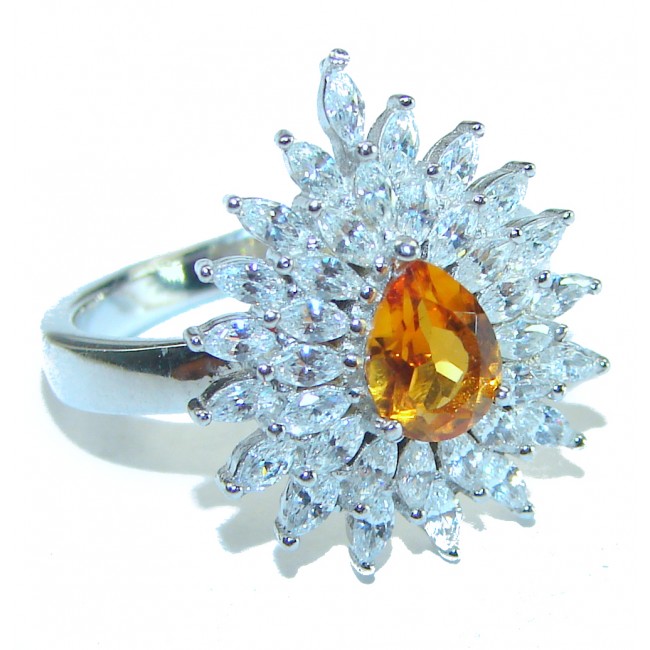 Luxury Yellow Sapphire .925 Sterling Silver handcrafted ring; s. 7