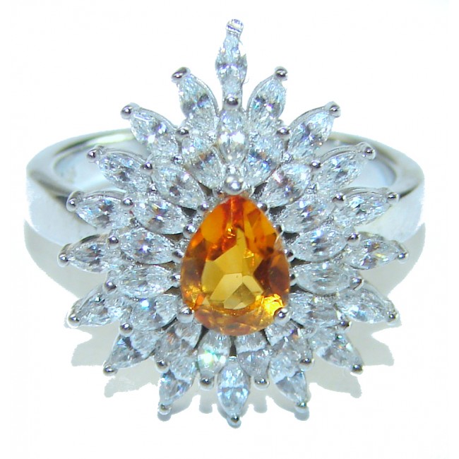 Luxury Yellow Sapphire .925 Sterling Silver handcrafted ring; s. 7