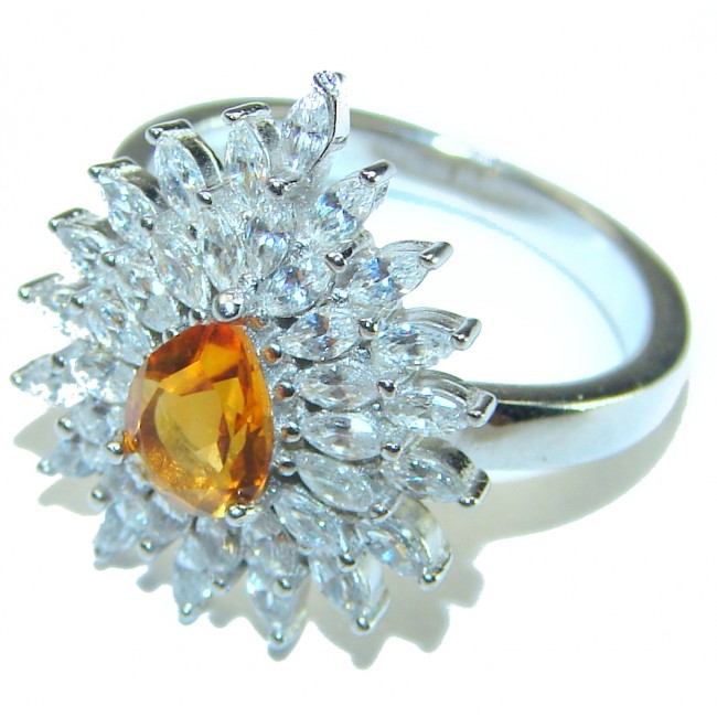 Luxury Yellow Sapphire .925 Sterling Silver handcrafted ring; s. 7