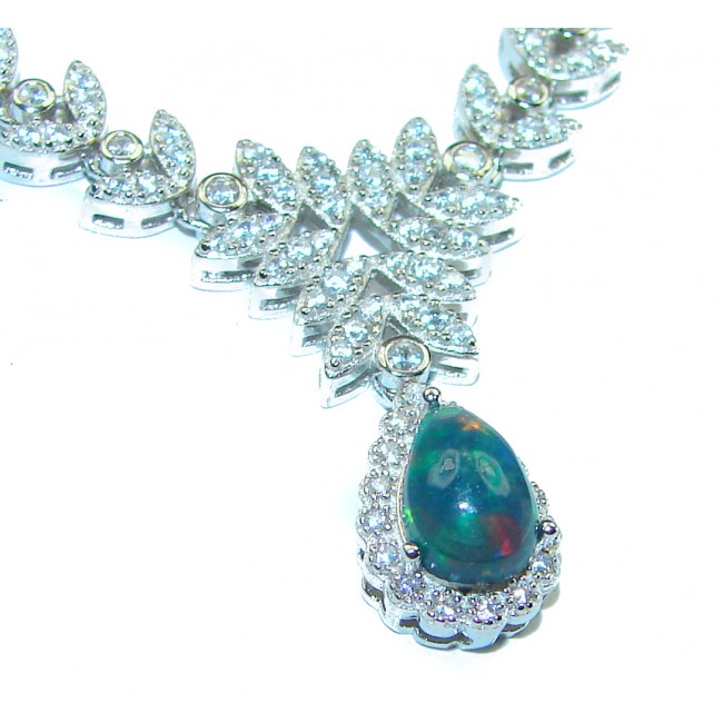 Luxurious Black Opal .925 Sterling Silver handmade Necklace