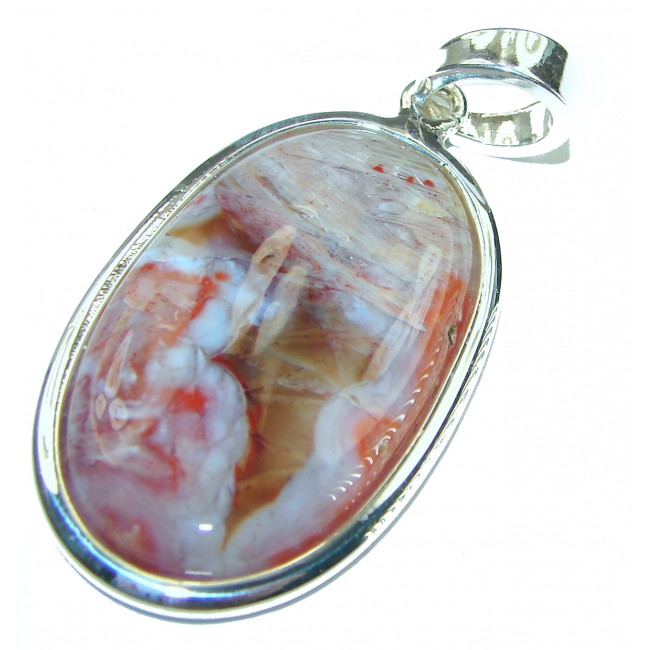 Amazing genuine Crazy Lace Agate .925 Sterling Silver handmade Pendant