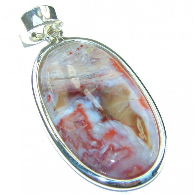 Amazing genuine Crazy Lace Agate .925 Sterling Silver handmade Pendant