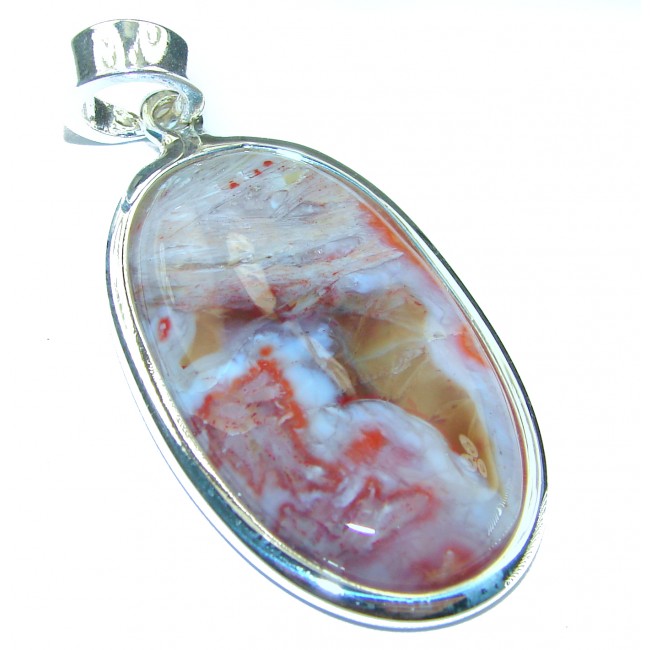 Amazing genuine Crazy Lace Agate .925 Sterling Silver handmade Pendant