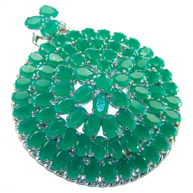 Deluxe Emerald .925 Sterling Silver handmade LARGE Pendant Brooch