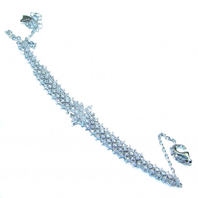 Luxurious Genuine White Topaz .925 Sterling Silver Bracelet