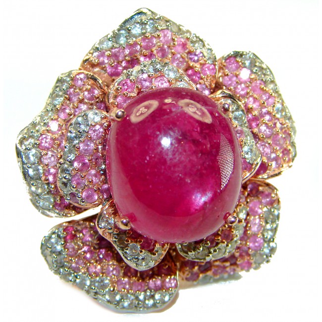 Red Royalty authentic Ruby 18K Rose Gold over .925 Sterling Silver handcrafted Ring size 7