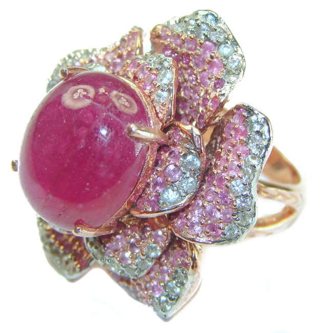 Red Royalty authentic Ruby 18K Rose Gold over .925 Sterling Silver handcrafted Ring size 7