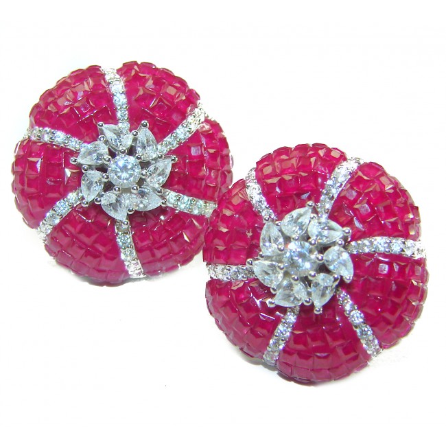 Born to Glam floral-inspired authentic Ruby .925 Sterling Silver handcrafted earrings